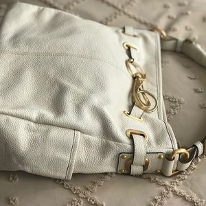 Donna Karan White Leather Shoulder Bag